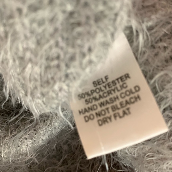 Cotton Candy Fuzzy Grey Lace Up Cozy Sweater - Picture 9 of 9